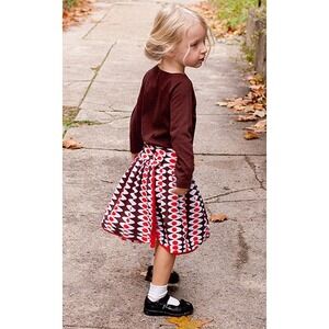 Llum Bright Young Things Kids Girls Red Orange Geometric Print Reversible Skirt